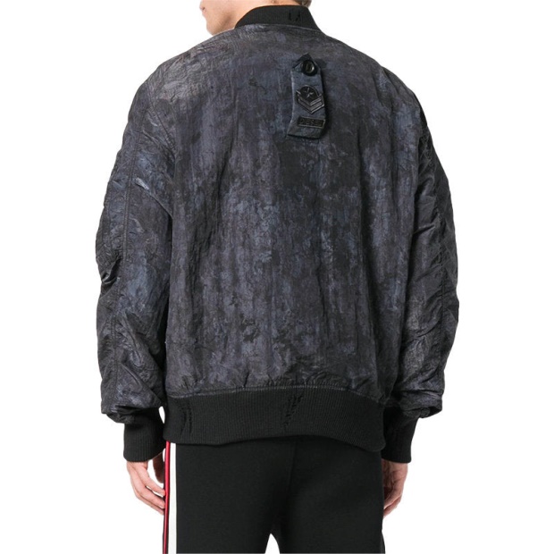 J Souly Tye Men's Bomber Jacket Ribbed Cuffs Casual Varsity Jackets Black Diesel UK