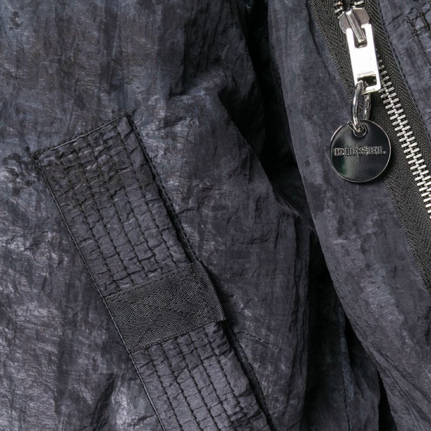 J Souly Tye Men's Bomber Jacket Ribbed Cuffs Casual Varsity Jackets Black Diesel UK