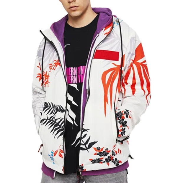J Saboru Palm Men's Hoodie Jacket Palm Leaf Print Casual Hooded Coat Diesel UK