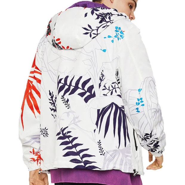 J Saboru Palm Men's Hoodie Jacket Palm Leaf Print Casual Hooded Coat Diesel UK