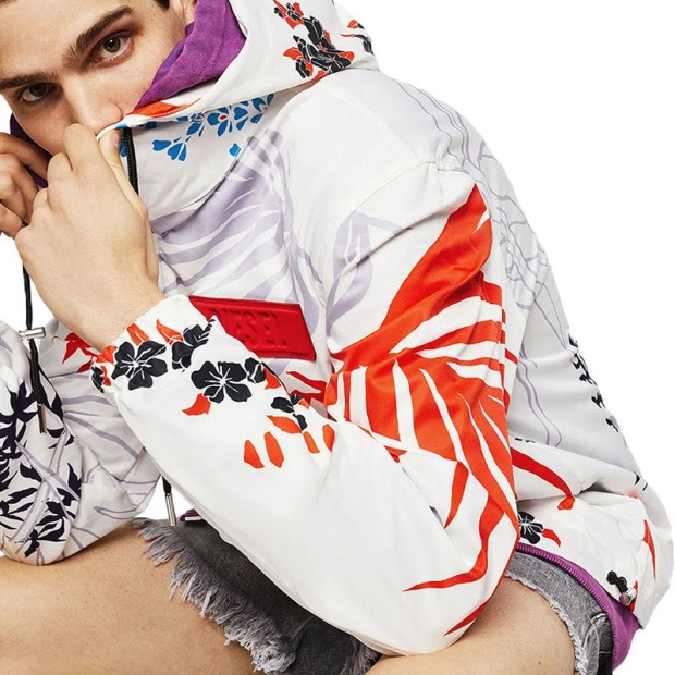 J Saboru Palm Men's Hoodie Jacket Palm Leaf Print Casual Hooded Coat Diesel UK