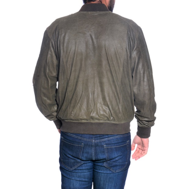 Leather Jacket L Nikolai Men's Bomber Jacket Cafe Racer Olive Winter Coat Diesel UK