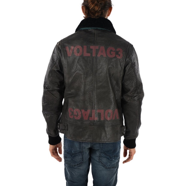 L Bowdre Men's Bomber Jacket Leather Padded Quilted Winter Regular Coat Diesel UK