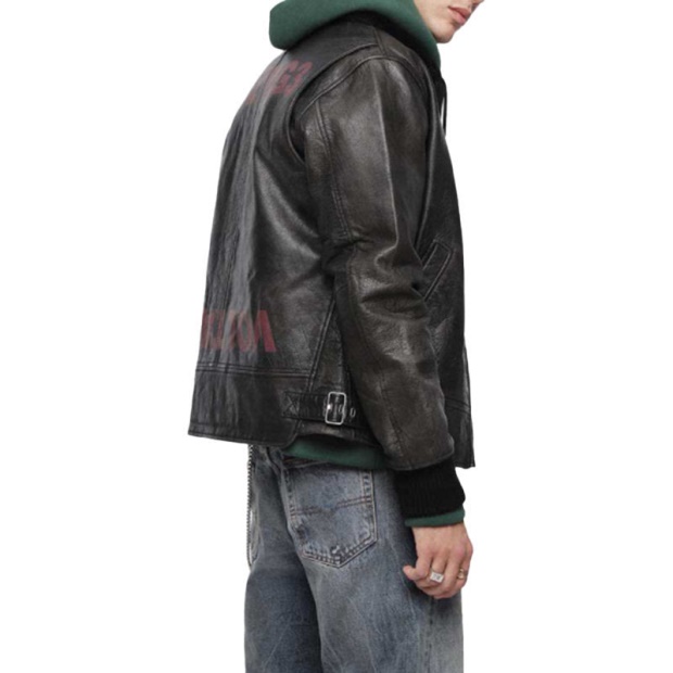 L Bowdre Men's Bomber Jacket Leather Padded Quilted Winter Regular Coat Diesel UK