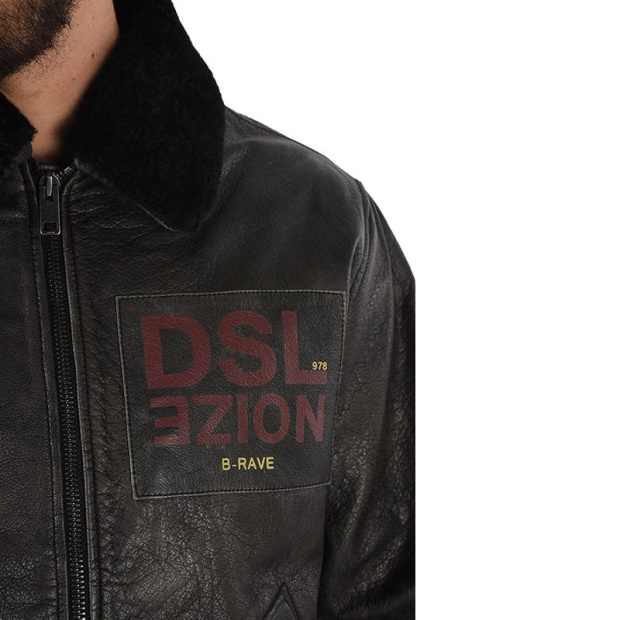 L Bowdre Men's Bomber Jacket Leather Padded Quilted Winter Regular Coat Diesel UK