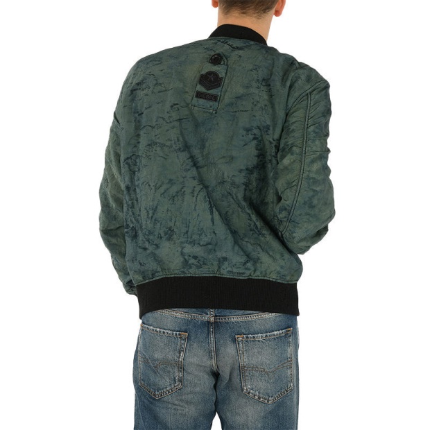 Diesel UK J Souly Tye Men's Bomber Jacket Ribbed Cuffs Varsity Casual Jackets Green