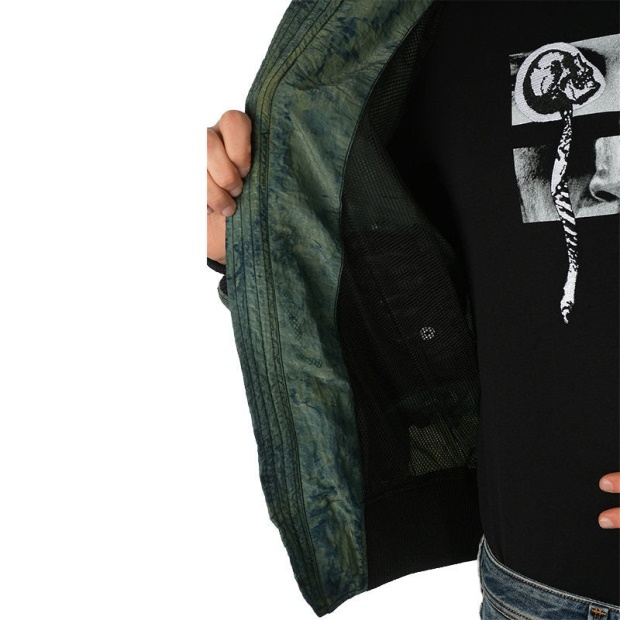 Diesel UK J Souly Tye Men's Bomber Jacket Ribbed Cuffs Varsity Casual Jackets Green