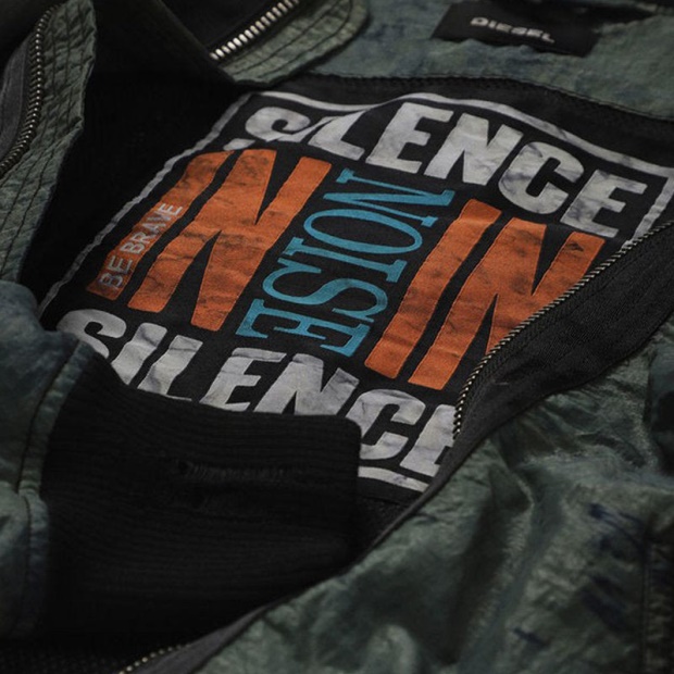 Diesel UK J Souly Tye Men's Bomber Jacket Ribbed Cuffs Varsity Casual Jackets Green