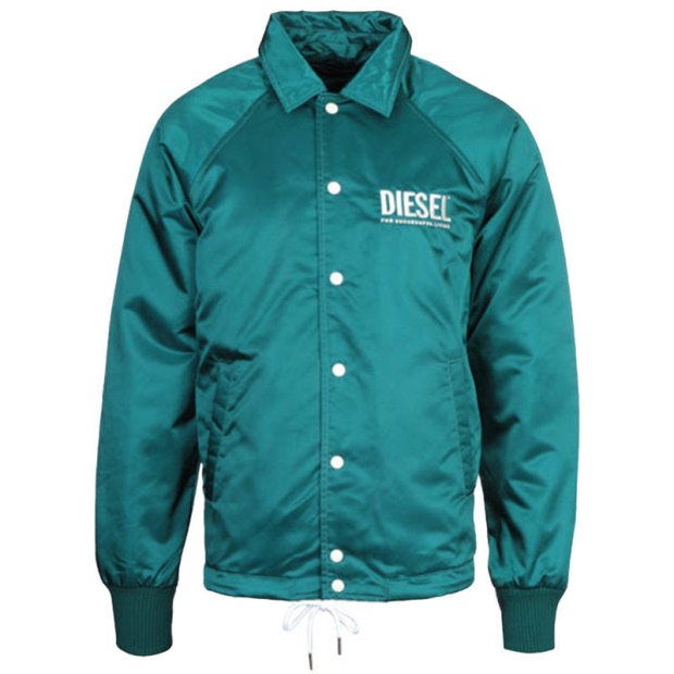 Diesel UK J Akio Men's Jackets Sporty Bomber Coats Casual Jumper Padded Satin Nylon Black/Blue