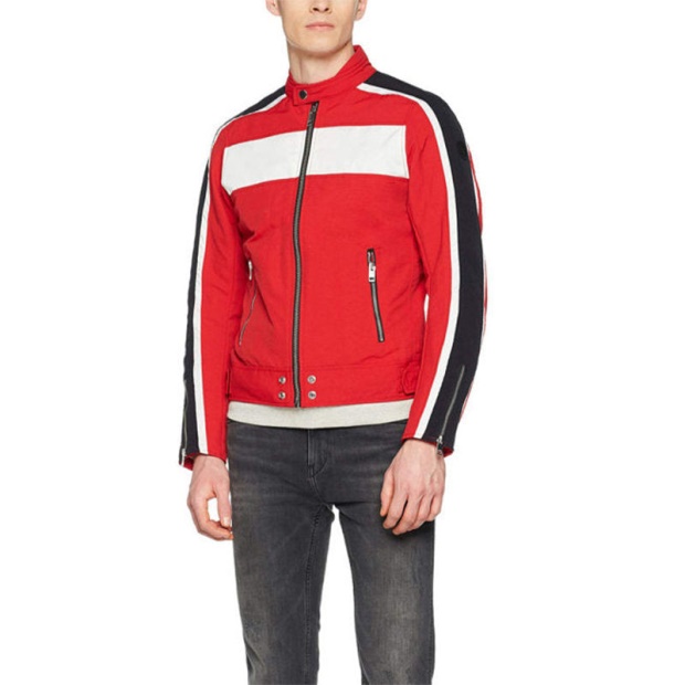Diesel UK J Street Men's Biker Jackets Slim Summer Outwear Bomber Casual Coat Red