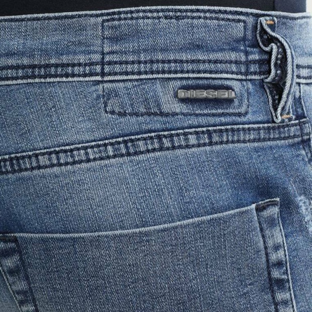 Diesel UK Tepphar 084Qs Men's Denim Blue Jeans Distressed Stretch Slim Fit Carrot Denim Blue