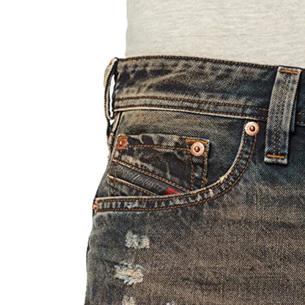 Larkee Beex 084Xb Men's Denim Jeans Regular Tapered Faded Distressed Pants Diesel UK