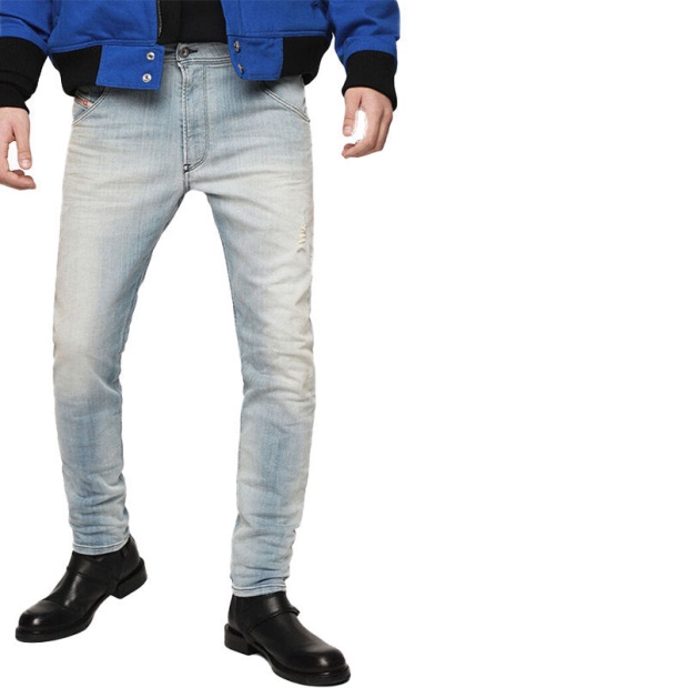 Diesel UK Krooley 087Ab Men's Denim Sweat Jogg Jeans Slim Fit Carrot Pant Faded