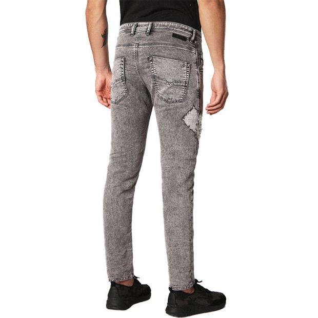 Diesel UK Krooley 0689D Men's Denim Jeans Slim Fit Faded Sweat Jogg Pants Light Grey