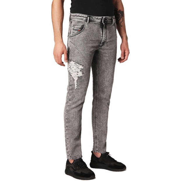 Diesel UK Krooley 0689D Men's Denim Jeans Slim Fit Faded Sweat Jogg Pants Light Grey