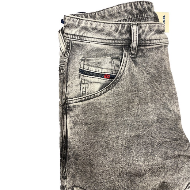 Diesel UK Krooley 0689D Men's Denim Jeans Slim Fit Faded Sweat Jogg Pants Light Grey