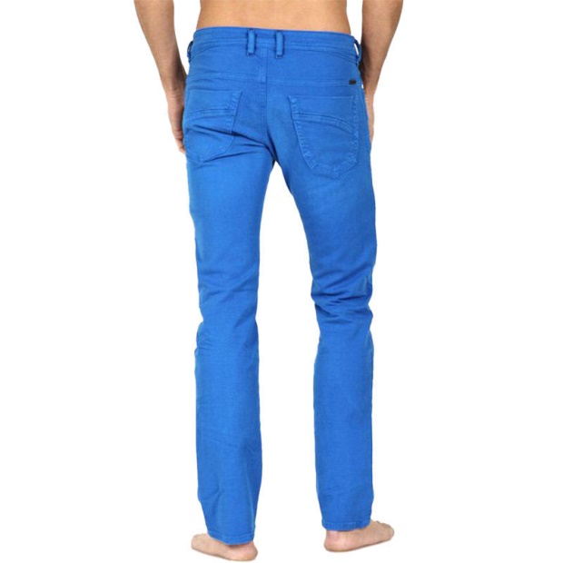 Iakop 0111D Men's Jeans Regular Slim Fit Cotton Stretch Casual Denim Pants Diesel UK Off White/Blue/White