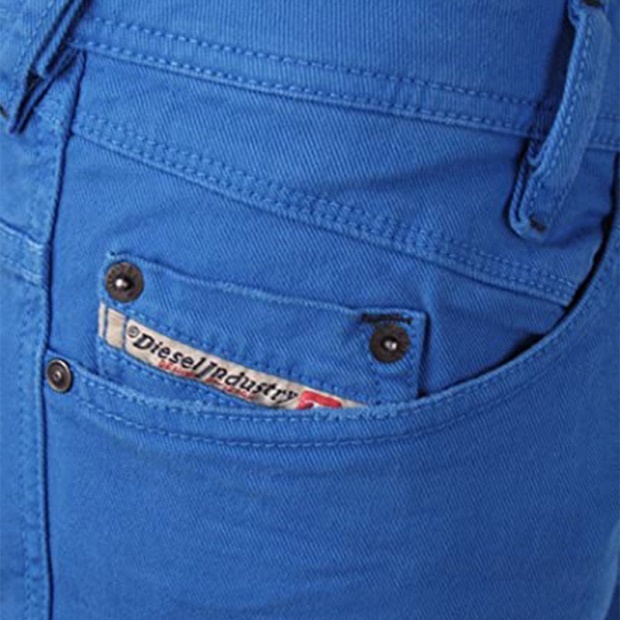 Iakop 0111D Men's Jeans Regular Slim Fit Cotton Stretch Casual Denim Pants Diesel UK Off White/Blue/White