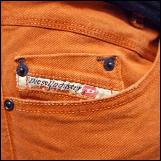 Iakop 0111D Men's Jeans Regular Slim Fit Cotton Stretch Casual Denim Pants Diesel UK Off White/Blue/White