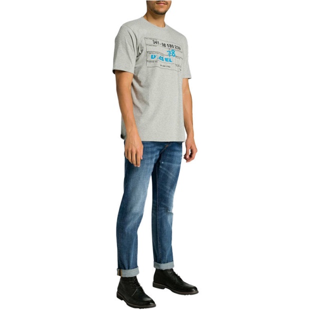 Diesel UK Buster R4Tw8 Men's Denim Jeans Regular Slim Fit Tapered Distressed Ripped