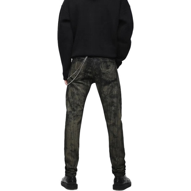 Buster 084Zy Men's Denim Jeans Regular Slim Tapered Fit Black Green Diesel UK