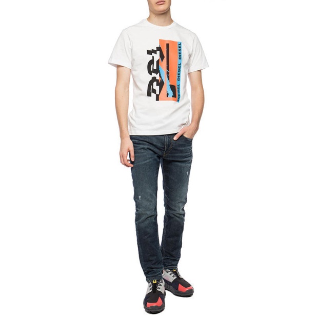 Diesel UK Thommer 087Ai Men's Denim Sweat Jogg Jeans Slim Fit Tapered Pant Blue