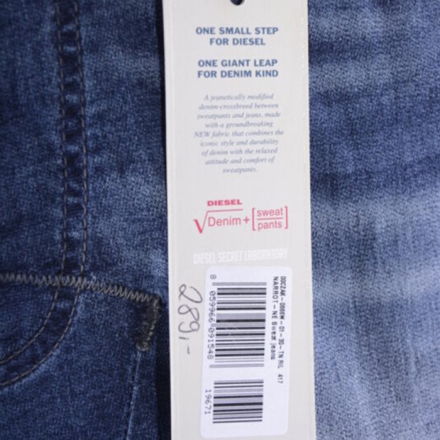 Narrot-Ne 0666W Men's Denim Jeans Sweat Jogg Distressed Regular Fit Carrot Diesel UK