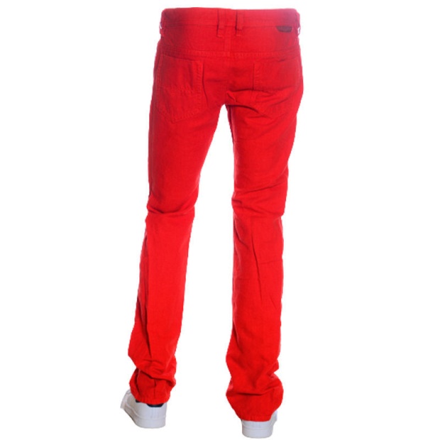 Men's Jeans Denim Regular Straight Fit Casual Pants Red Trousers Diesel UK