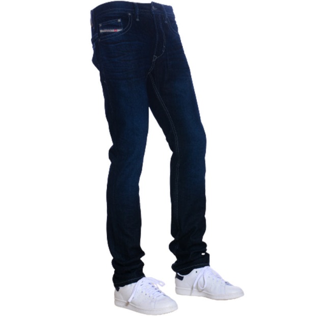 Men's Jeans Denim Regular Slim Fit Casual Pants Dark Blue Trousers Cotton Diesel UK
