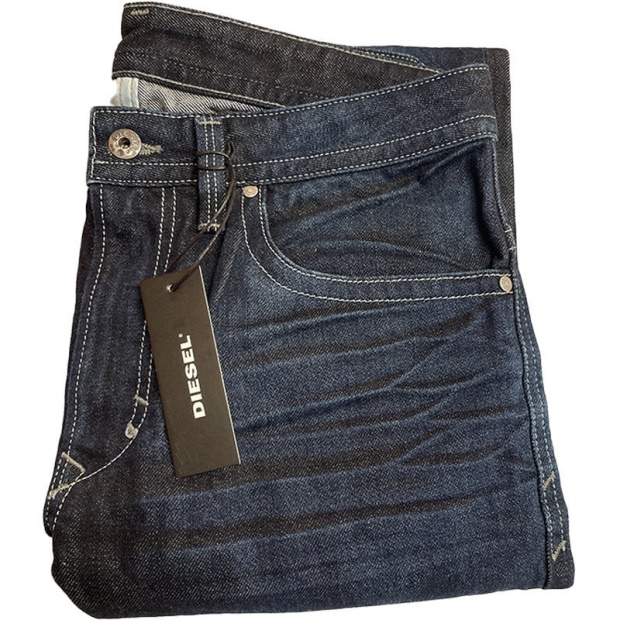 Men's Jeans Denim Regular Slim Fit Casual Pants Dark Blue Trousers Cotton Diesel UK