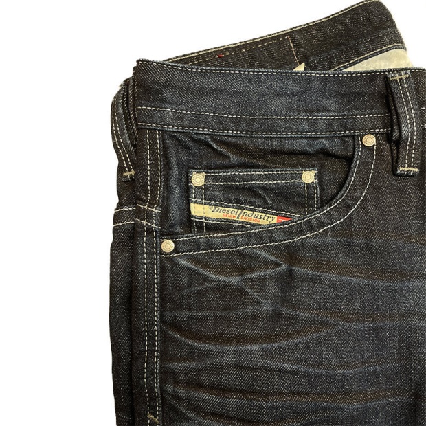 Men's Jeans Denim Regular Slim Fit Casual Pants Dark Blue Trousers Cotton Diesel UK