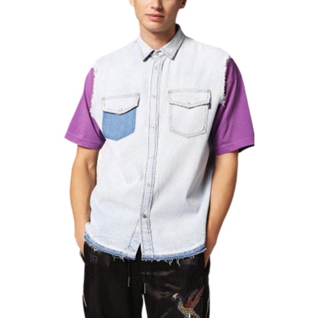 D Pauly Men's Denim Shirts Sleeveless Casual Vintage Blue Summer Outwear Diesel UK