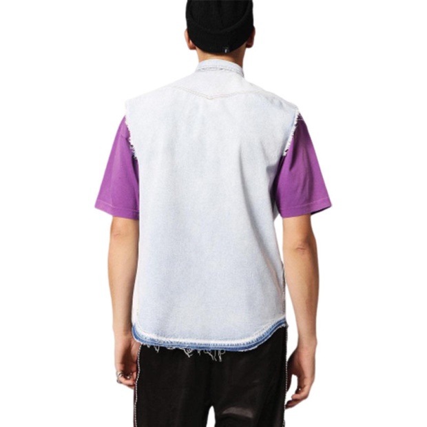 D Pauly Men's Denim Shirts Sleeveless Casual Vintage Blue Summer Outwear Diesel UK