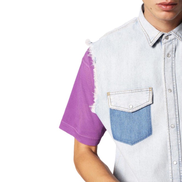 D Pauly Men's Denim Shirts Sleeveless Casual Vintage Blue Summer Outwear Diesel UK