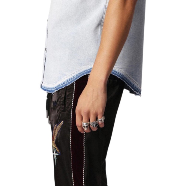 D Pauly Men's Denim Shirts Sleeveless Casual Vintage Blue Summer Outwear Diesel UK