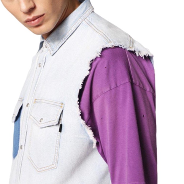 D Pauly Men's Denim Shirts Sleeveless Casual Vintage Blue Summer Outwear Diesel UK