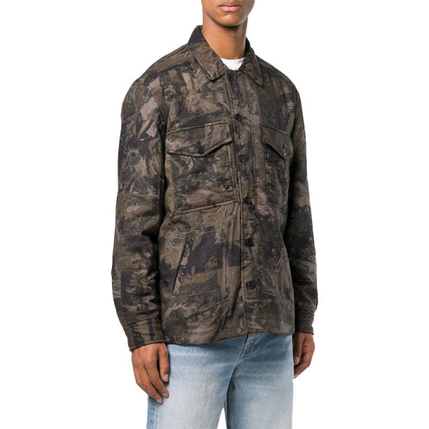 S Late Padd A Men's Shirt Jacket Graphical Prints Casual Camouflage Coat Diesel UK