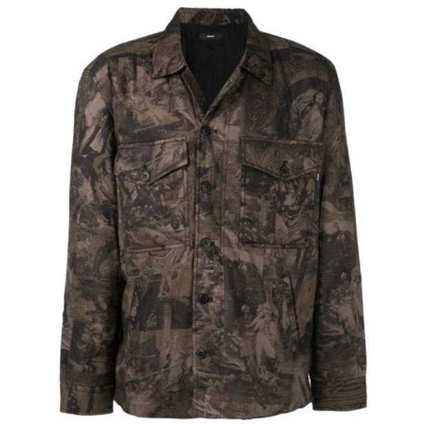 S Late Padd A Men's Shirt Jacket Graphical Prints Casual Camouflage Coat Diesel UK