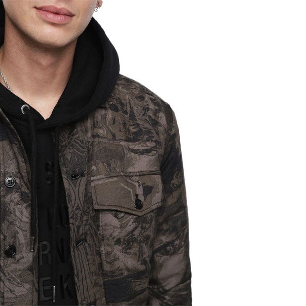 S Late Padd A Men's Shirt Jacket Graphical Prints Casual Camouflage Coat Diesel UK