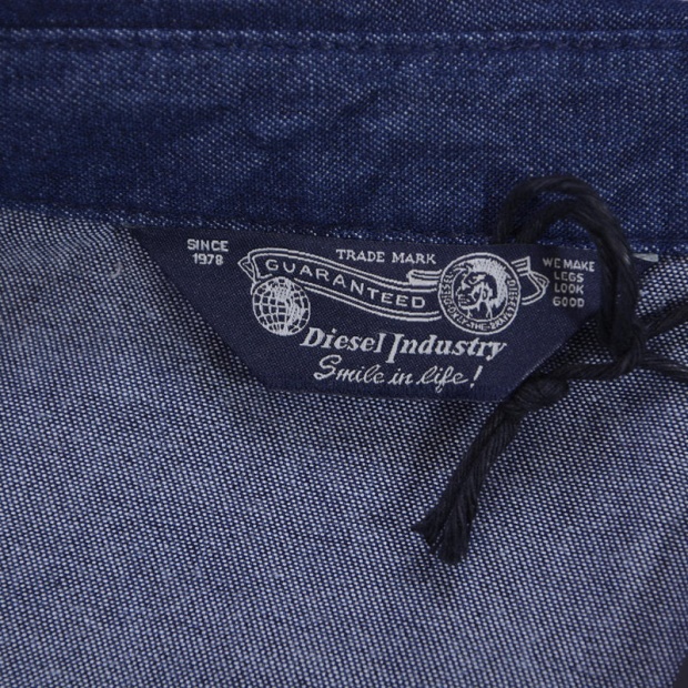 Diesel UK New Sonora E 0Bamp Men's Denim Shirt Long Sleeve Casual Plain Blue Shirt