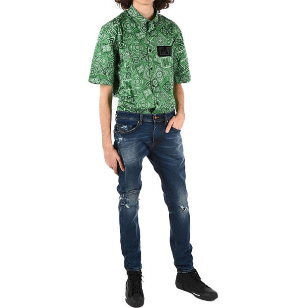 Diesel UK S Fry Men's Shirt Regular Fit Casual Cotton Short Sleeve Work Smart Office