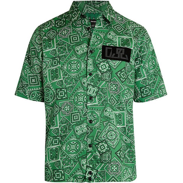 Diesel UK S Fry Men's Shirt Regular Fit Casual Cotton Short Sleeve Work Smart Office