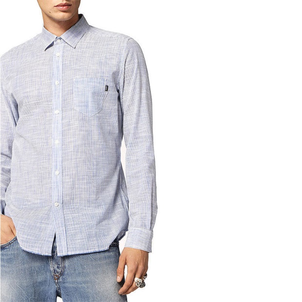S Stryped Men's Shirt Regular Slim Fit Casual Cotton Long Sleeve Outwear Diesel UK