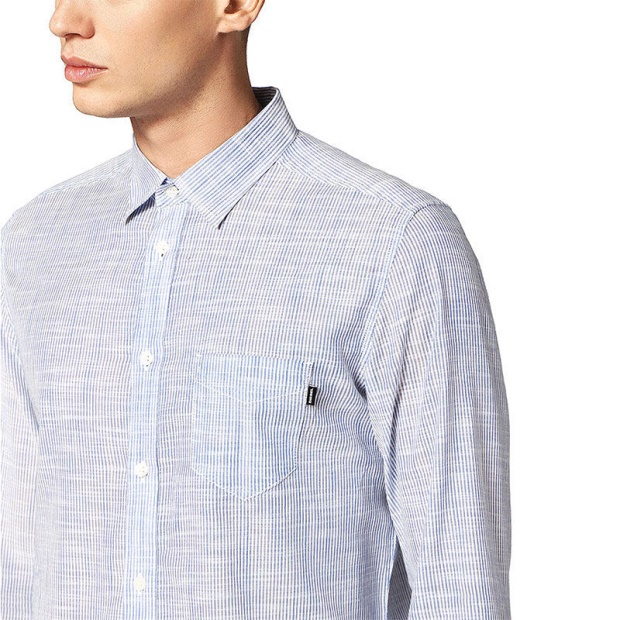 S Stryped Men's Shirt Regular Slim Fit Casual Cotton Long Sleeve Outwear Diesel UK