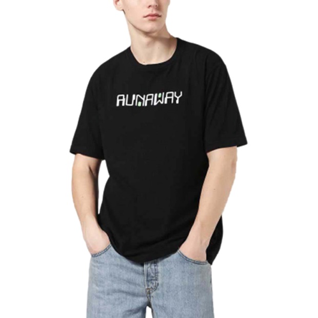 Diesel UK T Just Zd 0Sayp 900 Men's T-Shirt Graphic Print Crew Neck Summer Black Tee