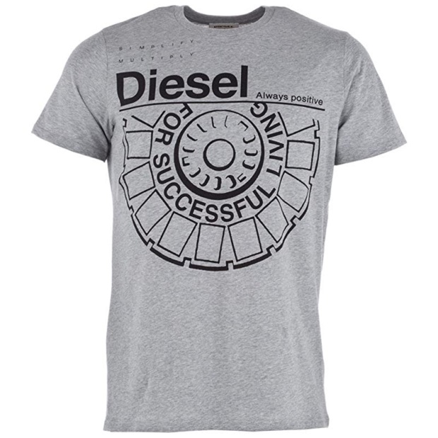 T Ballock R 0R91B Men's T-Shirt Grey Short Sleeve Cotton Casual Crew Neck Diesel UK