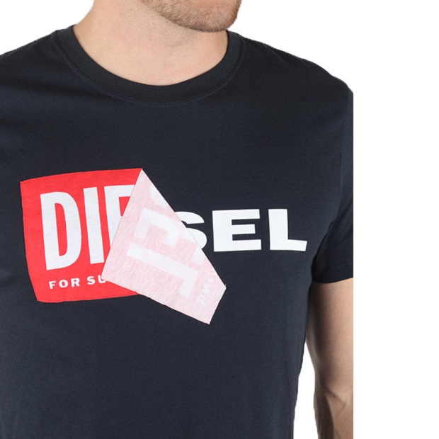 T Diego Qa Men's T Shirt Short Sleeve Crew Neck Slim Fit Casual Cotton Tee Diesel UK Grey/Black/White/Navy