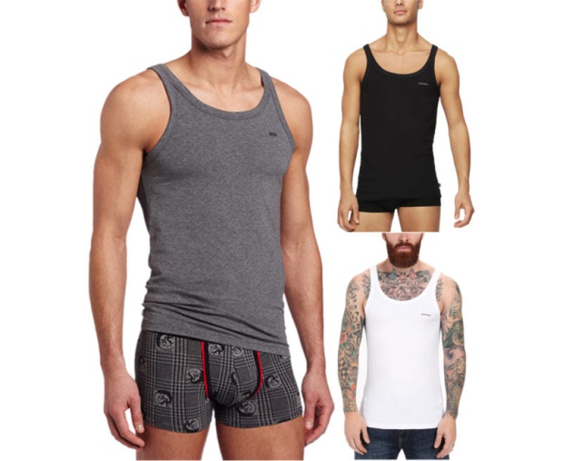 Diesel UK Bale Single Men's Tank Top Gym Muscle Bodybuilding Sleeveless Vest 1 Pack Grey/White/Black