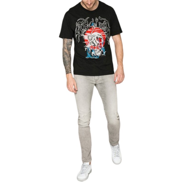 T Wallace Sg Men's T Shirt Short Sleeves Crew Neck Casual Summer Black Tee Diesel UK