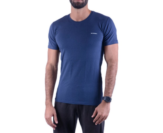 Umtee Randal Men's T Shirt 1X Pack Short Sleeve Crew Neck Basic Tees Diesel UK Navy/White/Grey